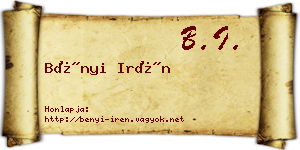 Bényi Irén névjegykártya