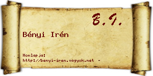 Bényi Irén névjegykártya